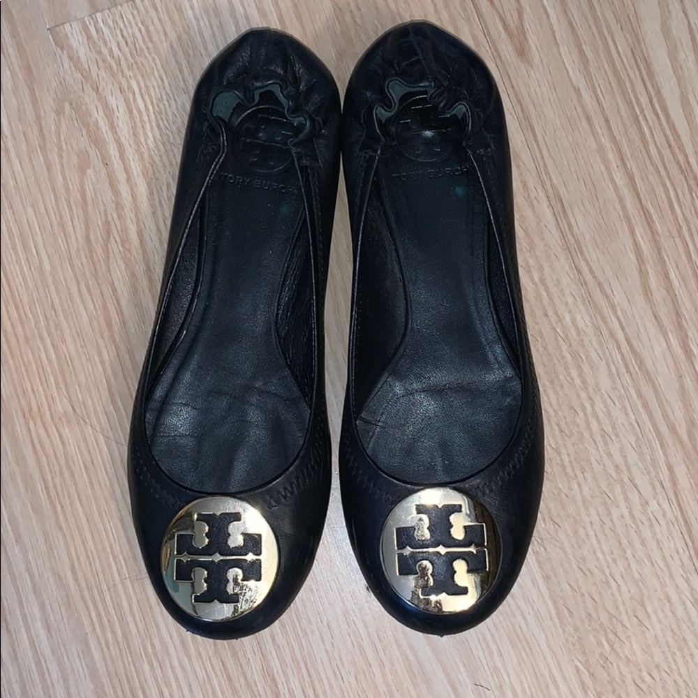 Tory Burch Reva Ballet Flats (size 8) Black & gold